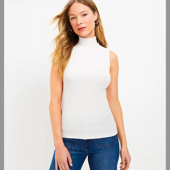 LOFT Tops - NWT LOFT Ribbed Mock Neck Shell
